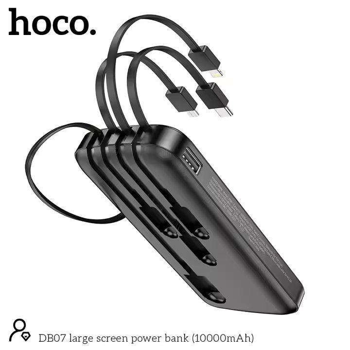 Hoco's DB07 10000mAh PowerBank with Screen & 4 Built-In Cables