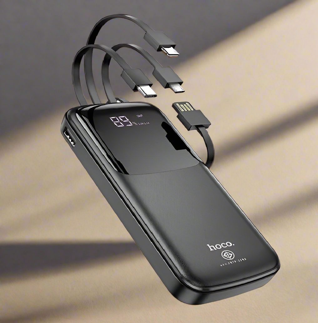 Hoco's DB07 10000mAh PowerBank with Screen & 4 Built-In Cables