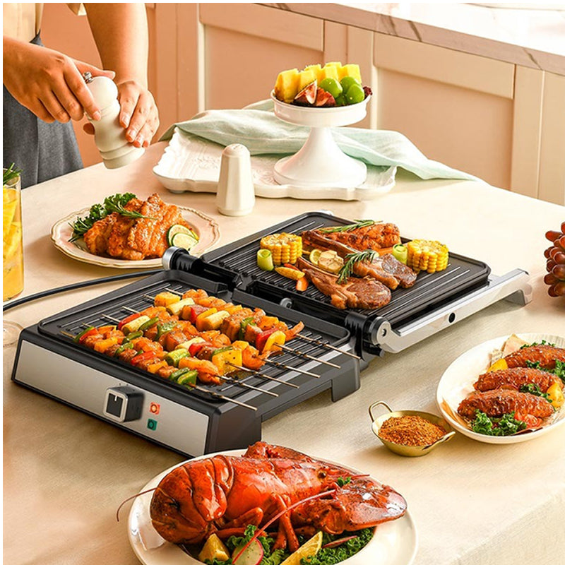 hoco HE40 Electric grill Dual Heating Smokeless non-stick Electric Frying Pan(EU) Silver